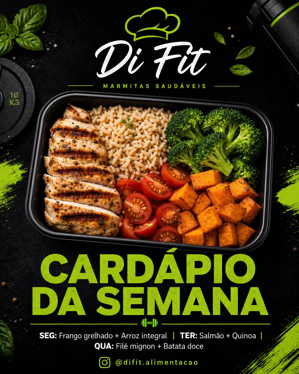 Exemplo: Post para o feed gerado no MarmiHub para Di Fit Alimentação Saudável